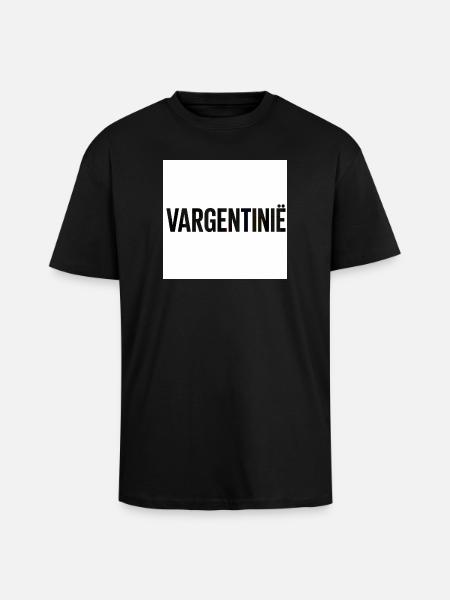 Vargentino Typography Logo - Unisex Oversized Heavyweight T-shirt - black