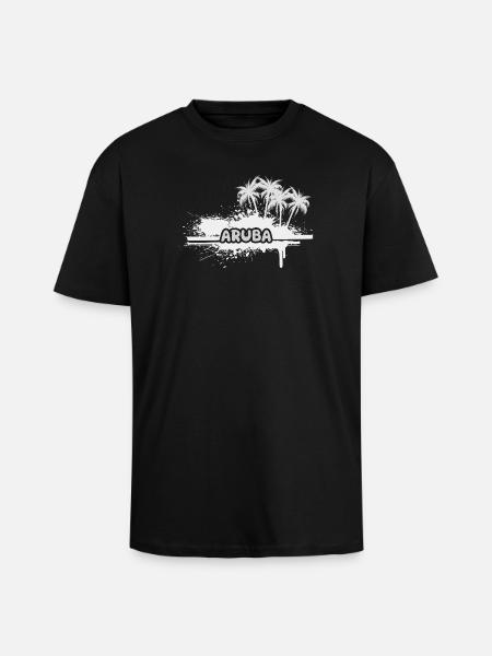 Aruba as palm trees - Unisex Oversized Heavyweight T-shirt - black
