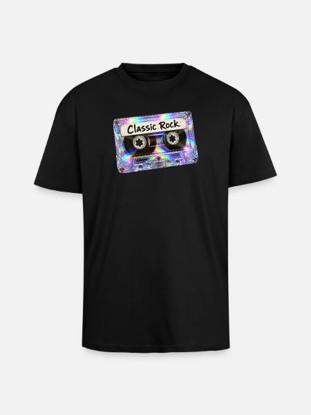 Classic Rock Retro Music Cassette - Unisex Oversized Heavyweight T-shirt - black