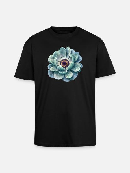 Anemone water drop blossom teal - Unisex Oversized Heavyweight T-shirt - black