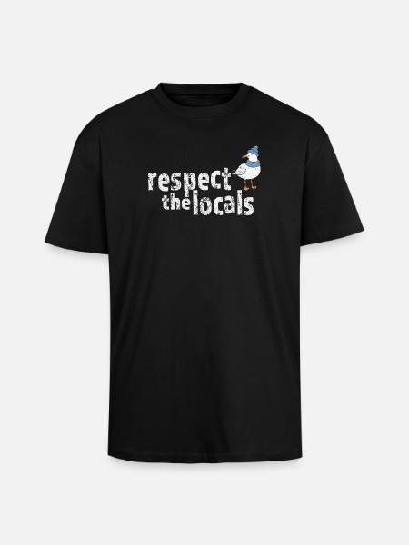 Respect the Locals – Maritime Möwe - Oversized Heavyweight Unisex T-Shirt - Schwarz