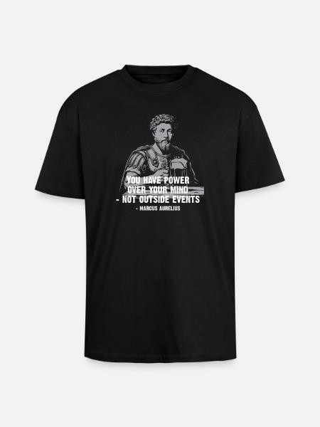 Marcus Aurelius Stoic Quote with Beer - Unisex Oversized Heavyweight T-shirt - black