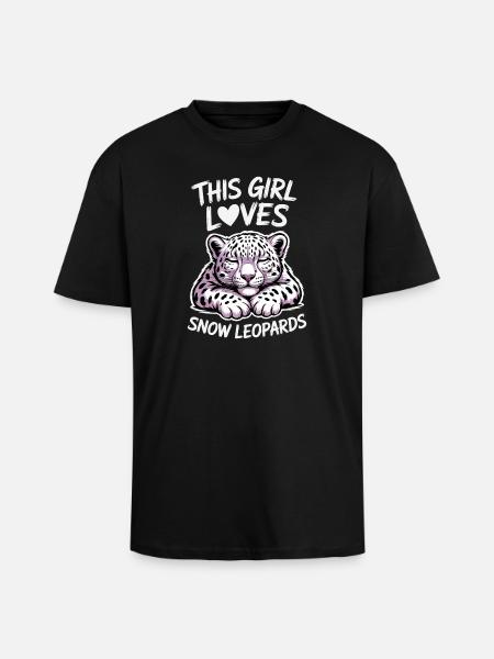 Schneeleopard Sprüche Süßes Schneeleopard Geschenk - Oversized Heavyweight Unisex T-Shirt - Schwarz