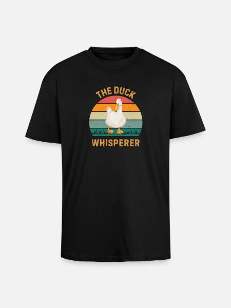 Duck Whisperer Funny Duck Lover Gift - Unisex Oversized Heavyweight T-shirt - black