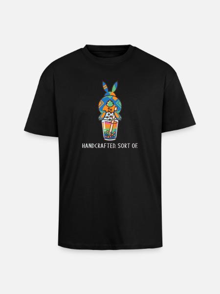 Cute Bunny Funny Boba Bubble Tea - Unisex Oversized Heavyweight T-shirt - black