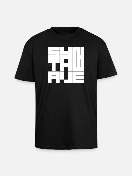 Synthwave Grid logo - Unisex Oversized Heavyweight T-shirt - black