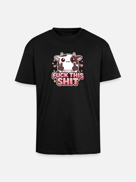 Cow Fuck This Shit - Unisex Oversized Heavyweight T-shirt - black