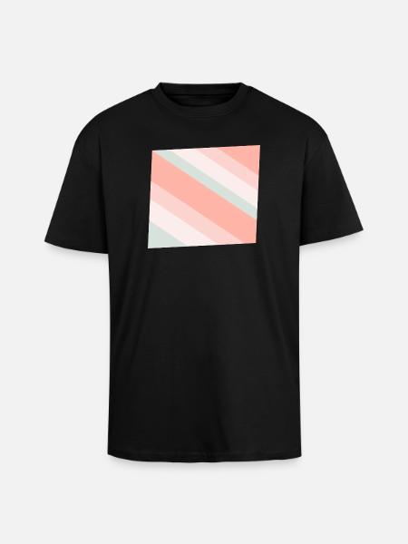 Pastel Diagonal Stripes Peach Mint - Unisex Oversized Heavyweight T-shirt - black