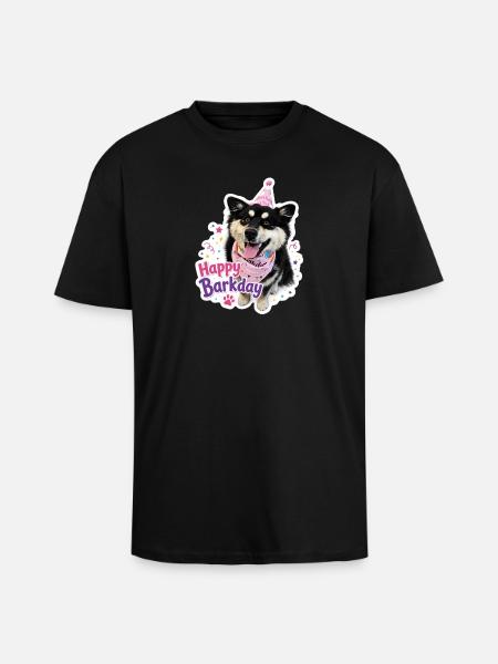 Happy Barkday Finnish Lapphund - Unisex Oversized Heavyweight T-shirt - black