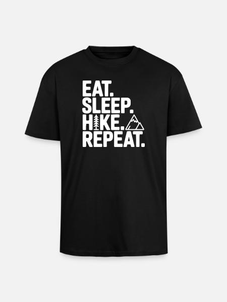 Eat. Sleep. Hike. Repeat. - Unisex Oversized Heavyweight T-shirt - black