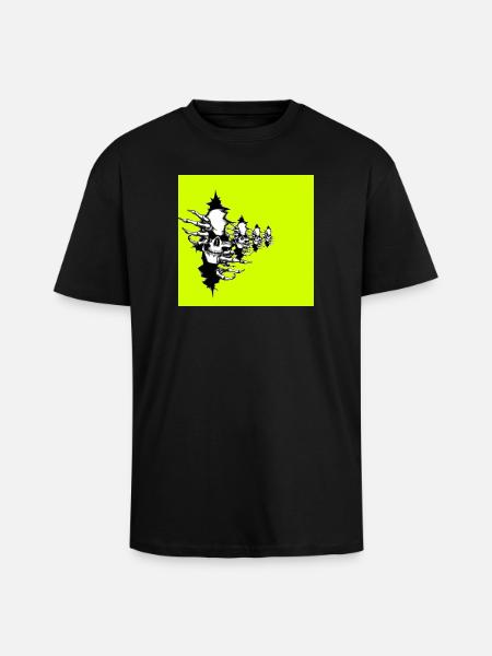 Collier squelette jaune fluo - T-shirt unisexe oversize épais - noir
