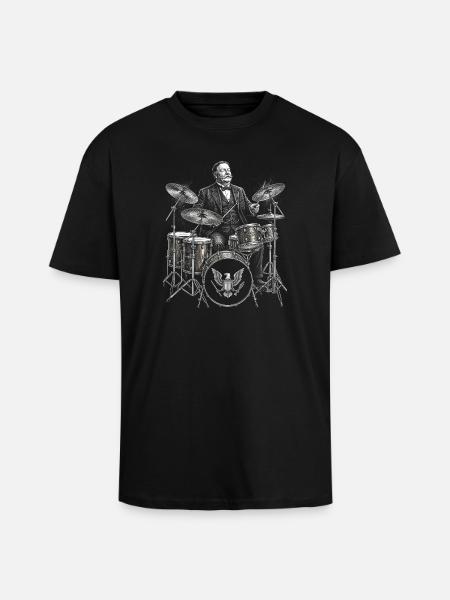 William Howard Taft plays drums - Unisex Oversized Heavyweight T-shirt - black
