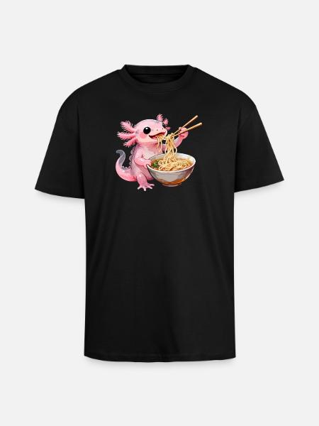 Ramen Axolotl - Unisex Oversized Heavyweight T-shirt - black