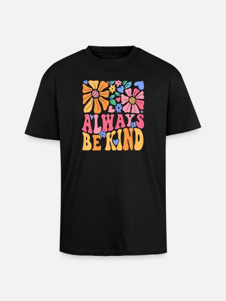 Always friendly flower party - Unisex Oversized Heavyweight T-shirt - black