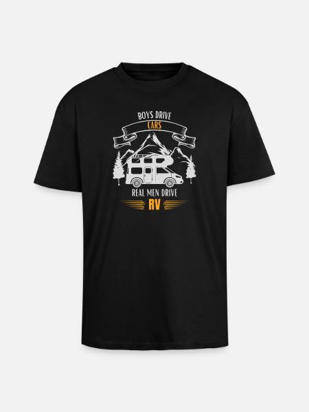 Real Men Drive RV - Unisex Oversized Heavyweight T-shirt - black