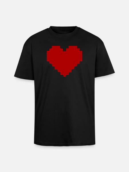Red Heart Red Pixel Heart Gift - Unisex Oversized Heavyweight T-shirt - black