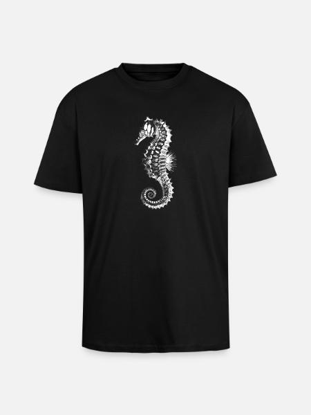 Seahorse Silhouette Brick - Unisex Oversized Heavyweight T-shirt - black