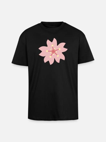Blush Sakura Petal Bloom - Unisex Oversized Heavyweight T-shirt - black