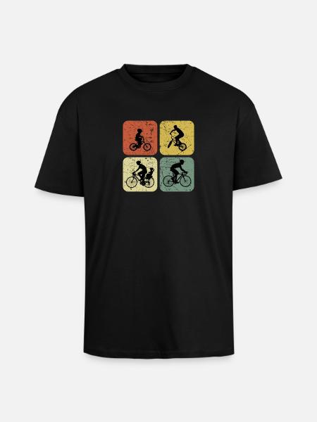 Four Ways to Ride Retro Cyclin - Unisex Oversized Heavyweight T-shirt - black