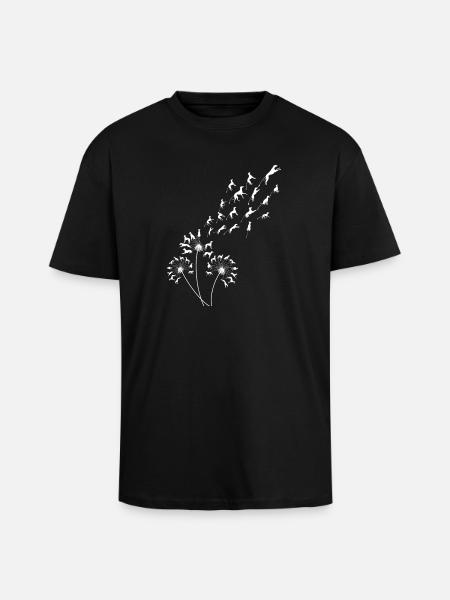 Dandelion Greyhound Floral Sighthound - Unisex Oversized Heavyweight T-shirt - black