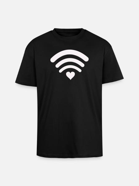 Wifi Love Heart Wifi Design - Unisex Oversized Heavyweight T-shirt - black