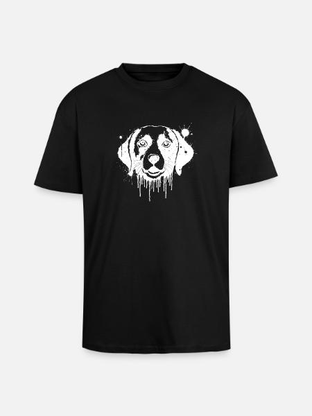 Chien Beagle éclaboussé en dripping blanc - T-shirt unisexe oversize épais - noir