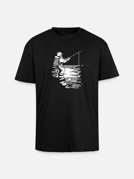 Fishing Pixel Art - Unisex Oversized Heavyweight T-shirt - black