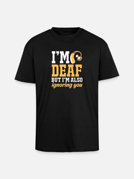 Deaf Deaf Deaf Sign Language - Unisex Oversized Heavyweight T-shirt - black