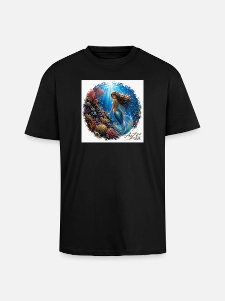 Sirène sous-marine dans le récif - T-shirt unisexe oversize épais - noir