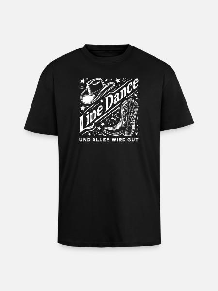 Line Dance Western Hut Stiefel Sterne - Oversized Heavyweight Unisex T-Shirt - Schwarz