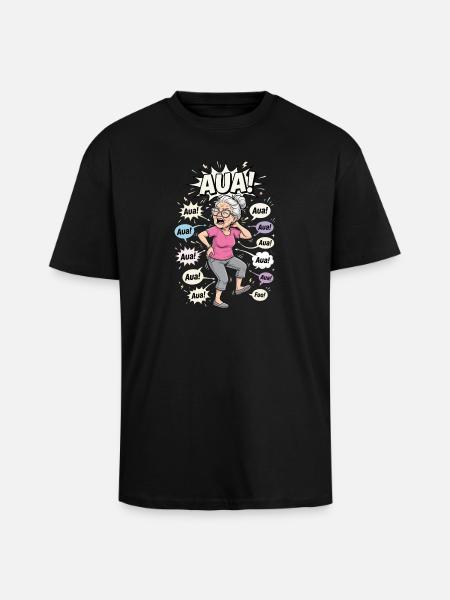Ouch Granny Comicburst - Unisex Oversized Heavyweight T-shirt - black