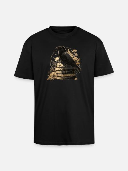 Rabe auf Büchern - Oversized Heavyweight Unisex T-Shirt - Schwarz