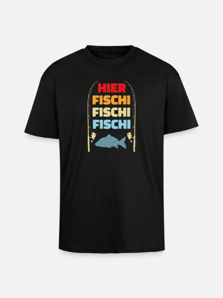 Hier Fischi Fischi - Oversized Heavyweight Unisex T-Shirt - Schwarz