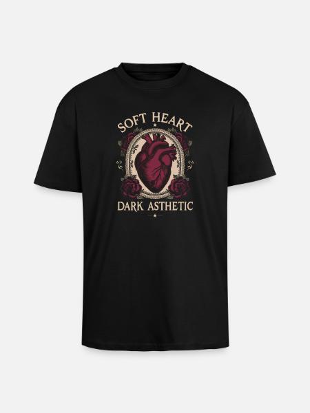 Dunkles Herz mit Rosenrahmen - Oversized Heavyweight Unisex T-Shirt - Schwarz