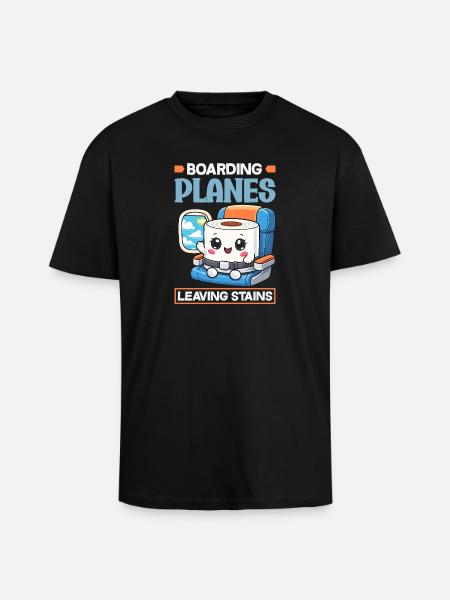 Boarding planes funny - Unisex Oversized Heavyweight T-shirt - black