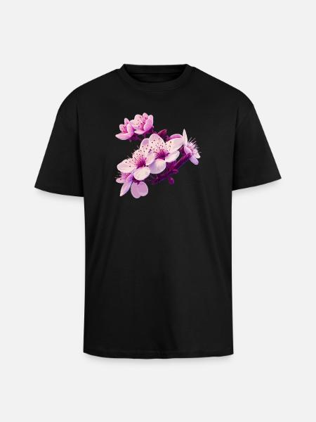Pink Blossom - Oversized Heavyweight Unisex T-Shirt - Schwarz