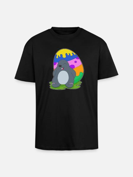 Œuf de Pâques de Taupe - T-shirt unisexe oversize épais - noir