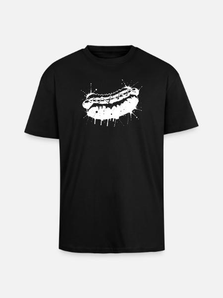 Hot Dog Ink Splash & Splash White - Oversized Heavyweight Unisex T-Shirt - Schwarz