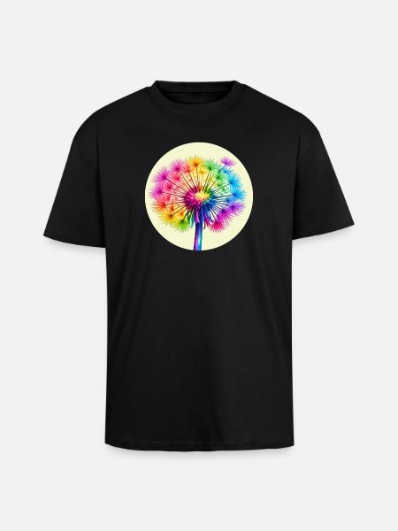 Rainbow Dandelion - Unisex Oversized Heavyweight T-shirt - black