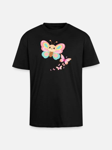 Pastellschmetterling Motiv - Oversized Heavyweight Unisex T-Shirt - Schwarz
