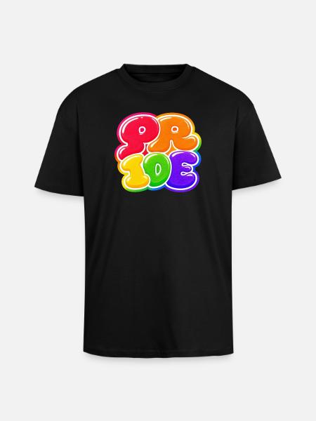 Pride Bubble Rainbow CSD Shirt Sticker - Unisex Oversized Heavyweight T-shirt - black