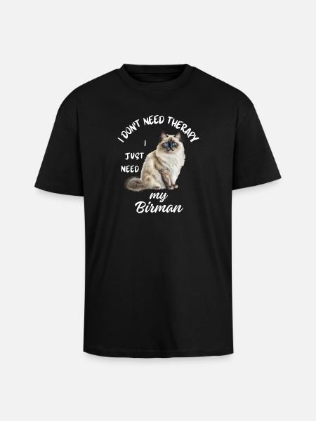 Birman Cat Therapy - Unisex Oversized Heavyweight T-shirt - black