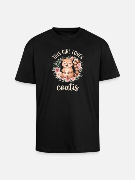This girl loves coatis. - Unisex Oversized Heavyweight T-shirt - black
