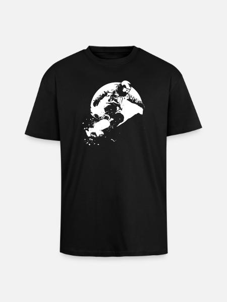 Snowboarder Drawing - Unisex Oversized Heavyweight T-shirt - black