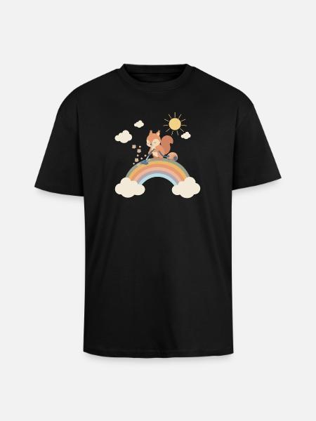 Squirrel sucks the rainbow - Unisex Oversized Heavyweight T-shirt - black