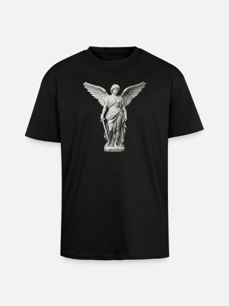 Winged Guardian Angel with Sword - Unisex Oversized Heavyweight T-shirt - black
