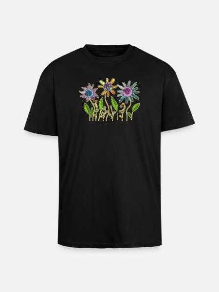 Flowers - Unisex Oversized Heavyweight T-shirt - black