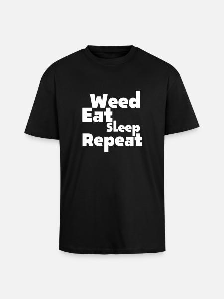 Weed Eat Sleep Repeat Graphic - Unisex Oversized Heavyweight T-shirt - black