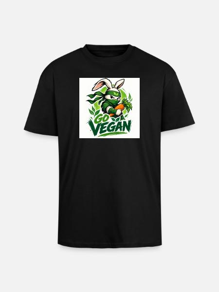 go vegan - Unisex Oversized Heavyweight T-shirt - black