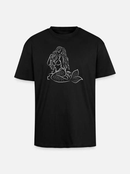 Mermaid sitting - Unisex Oversized Heavyweight T-shirt - black